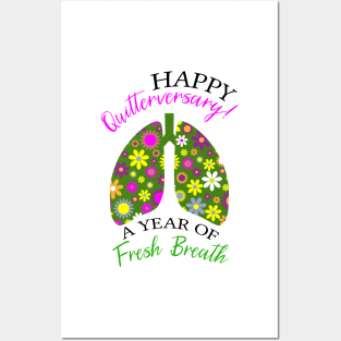 Happy Quitterversary | 1 Year Quit Smoking Anniversary Funny Quote Posters and Art